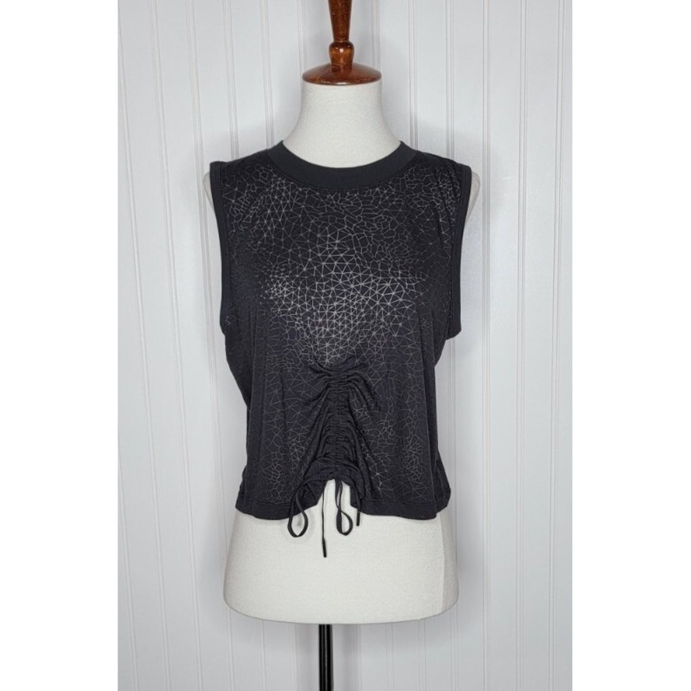 Lululemon Cinch Me Up Front Muscle Tank Black Gathered Crop Tank Top size 6